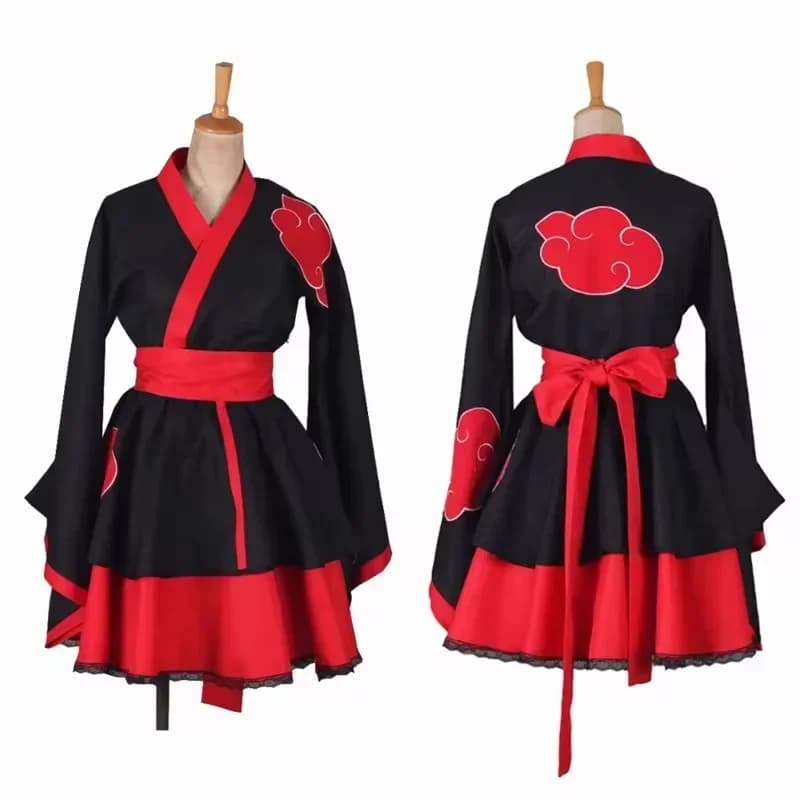 2026 New Lolita Anime Dress for Women Cosplay Costume Akatsuki Kimono, Maid Dress Uchiha Sasuke Clothes Suit Styles