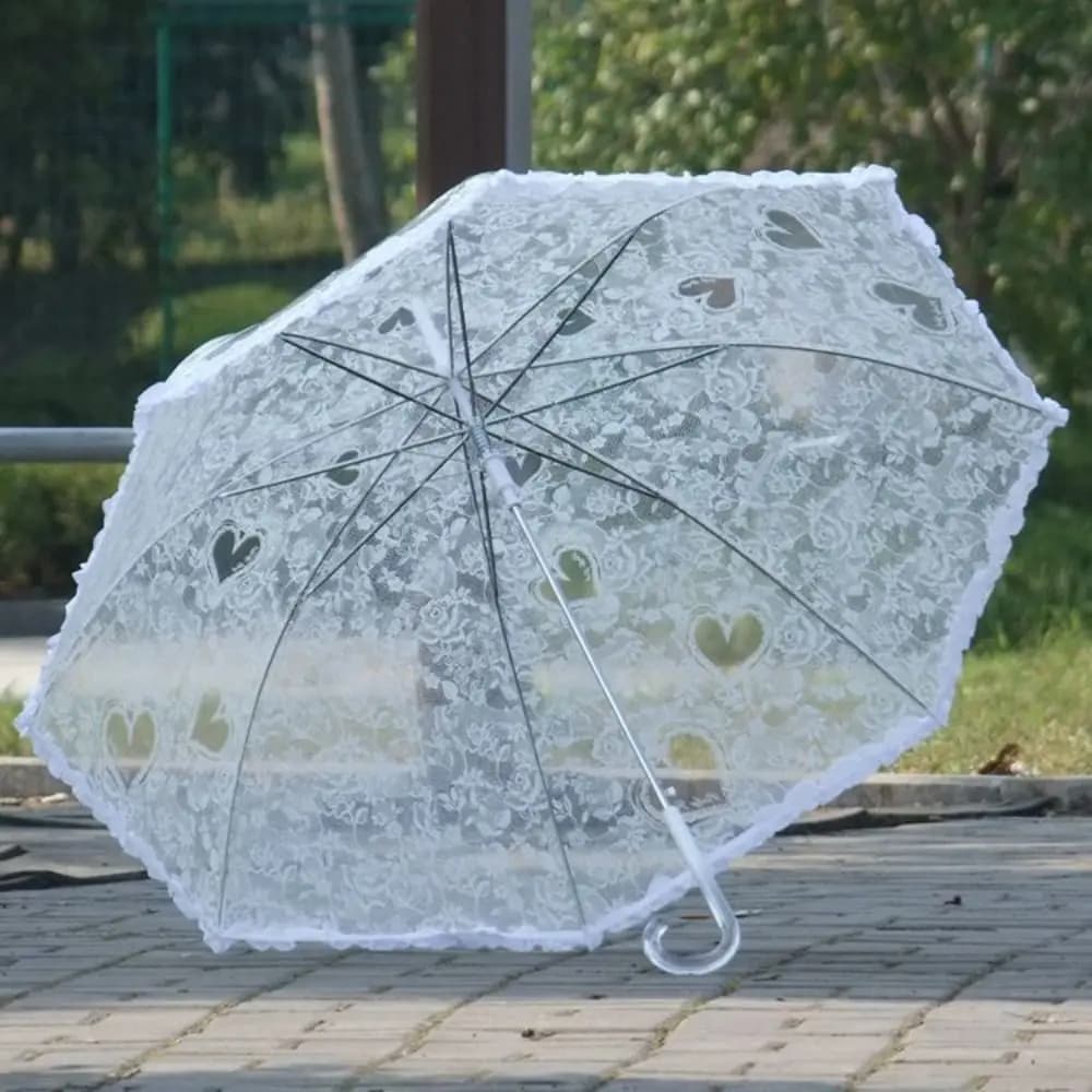 Ombrello parasole pieghevole vintage in pizzo grande trasparente amore sposa ombrellone ricamo ombrellone per bambini per foto Prop