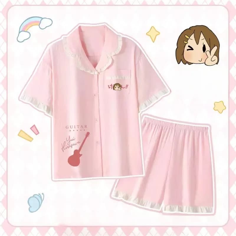Hirasawa Yui Costume Akiyama Mio Cosplay Nakano Azusa Cos Cute Pajamas Shirt Shorts Suit Loungewear for Women
