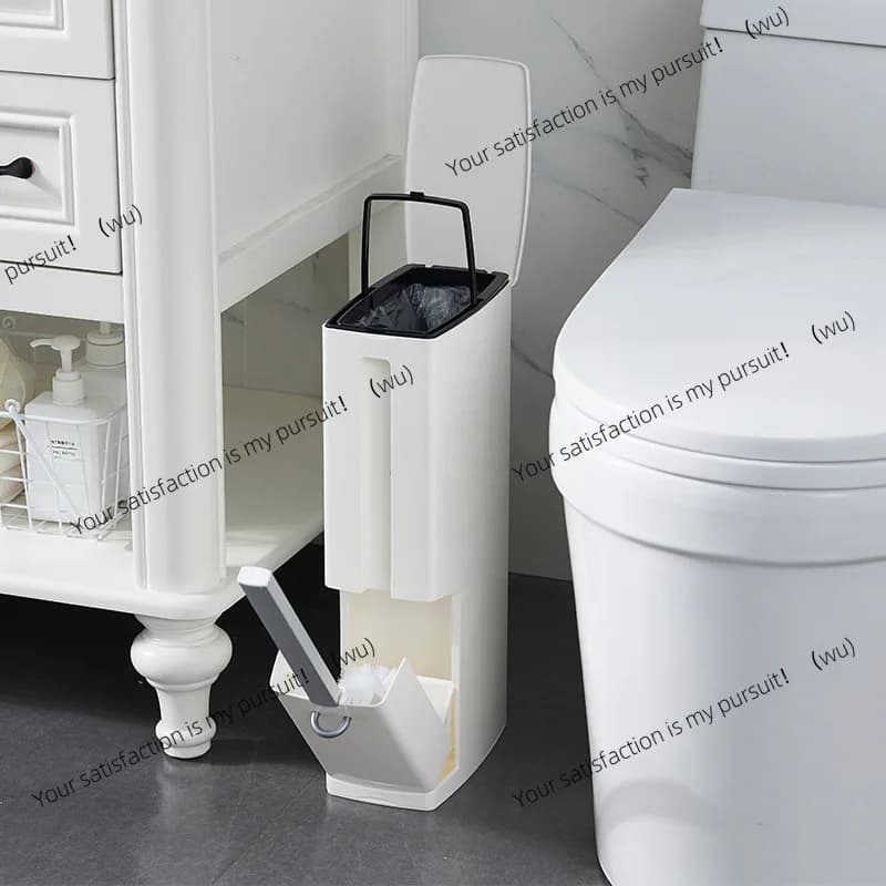 Set Integrato per Bagno con Spazzola per Fessure e Cestino, Design Creativo Giapponese