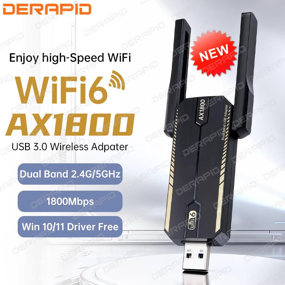 AX1800 WiFi 6 Adattatore USB 3.0 Dual Band 2.4G/5Ghz Antenna di rete Scheda Wireless Desktop Laptop 802.11AX Driver gratuito per Win10/11