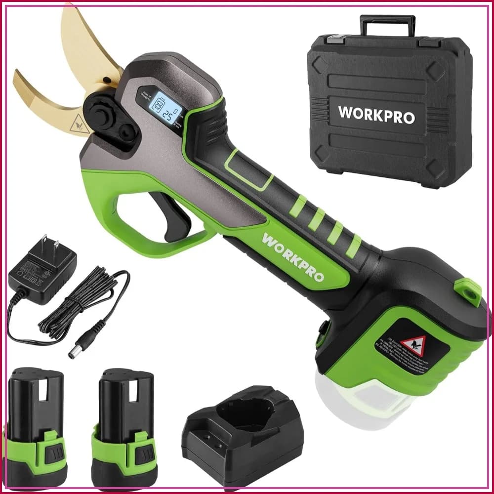 Cordless Electric Pruning Shears, 1.2" Cut, 2 Batteries & Fast Charger, SK5 Blade, Brushless Motor