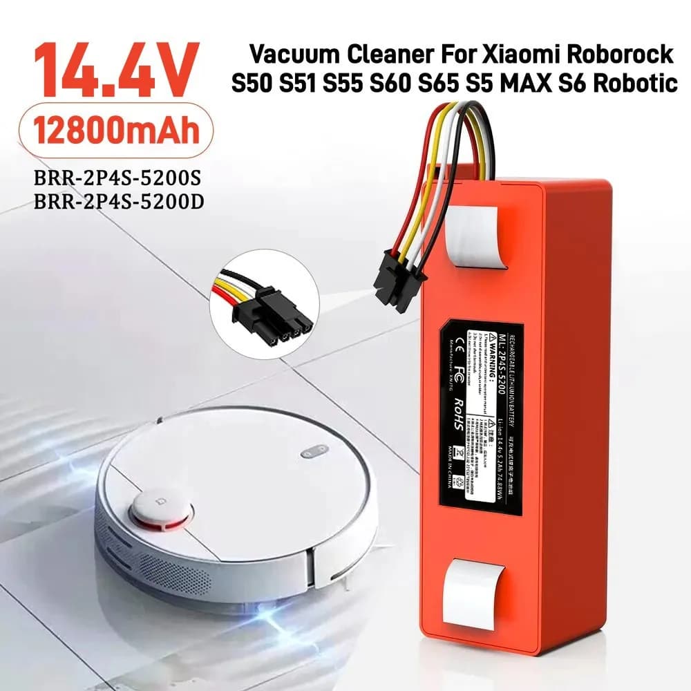 Batteria di ricambio per aspirapolvere robotico originale 12800mAh BRR-2P4S-5200S per Xiaomi Roborock S55 S60 S65 S50 S51 S5 MAX S6