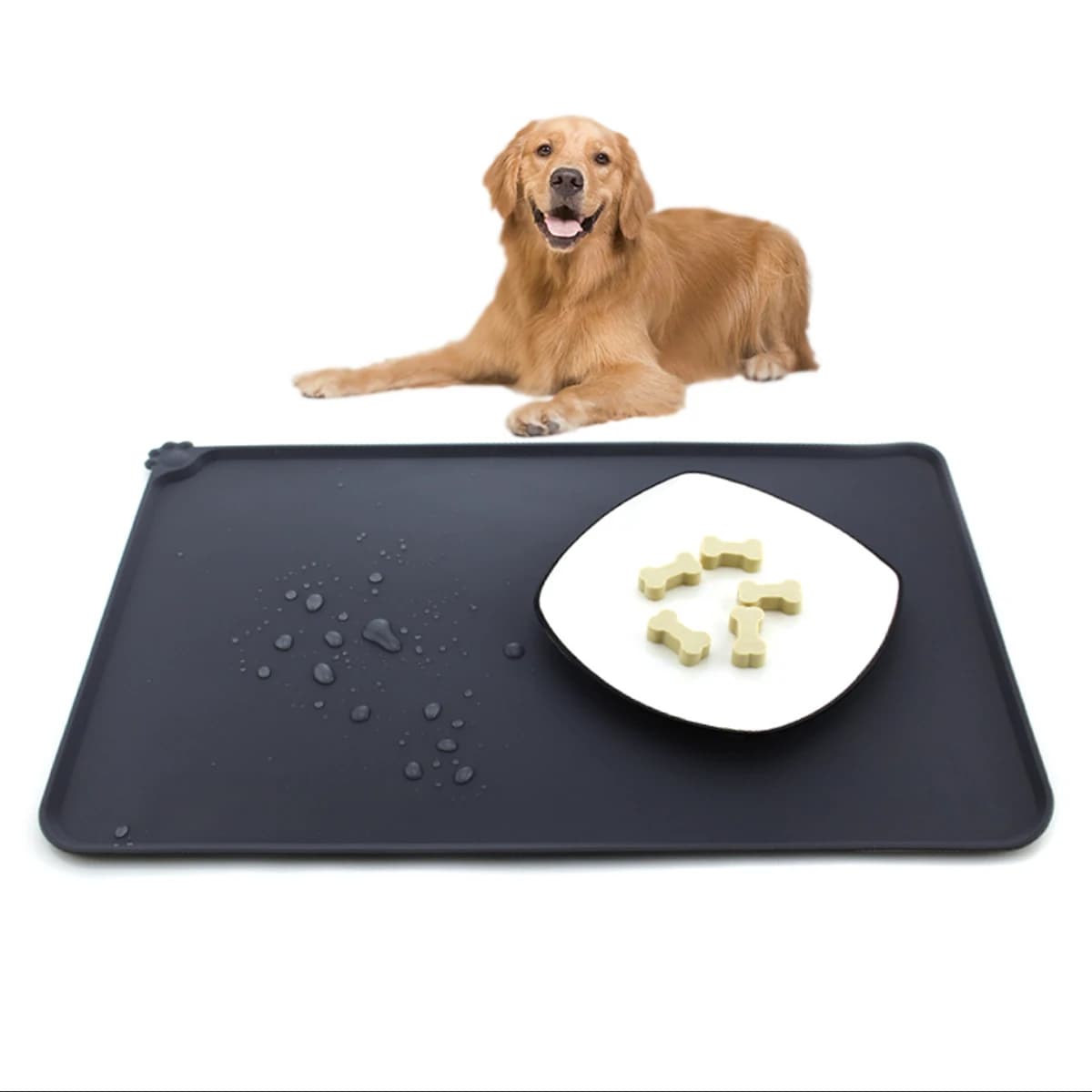 Tappetino impermeabile in silicone per cani e gatti, tappetino per cibo e acqua, tappetino per mangiatoia, tappetino portatile per l'alimentazione all'aperto.