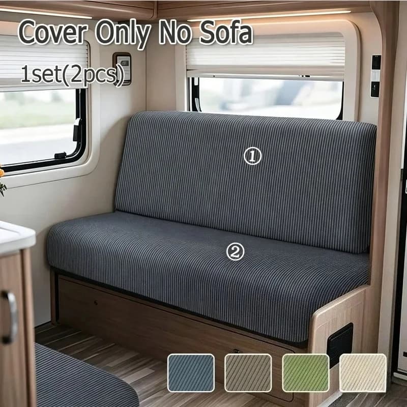 Set di 2 Copricuscini Elasticizzati per RV, Tinta Unita, Antimacchia, per Sedie e Divani di Camper e Roulotte, Lavabili, Decorazione Casa