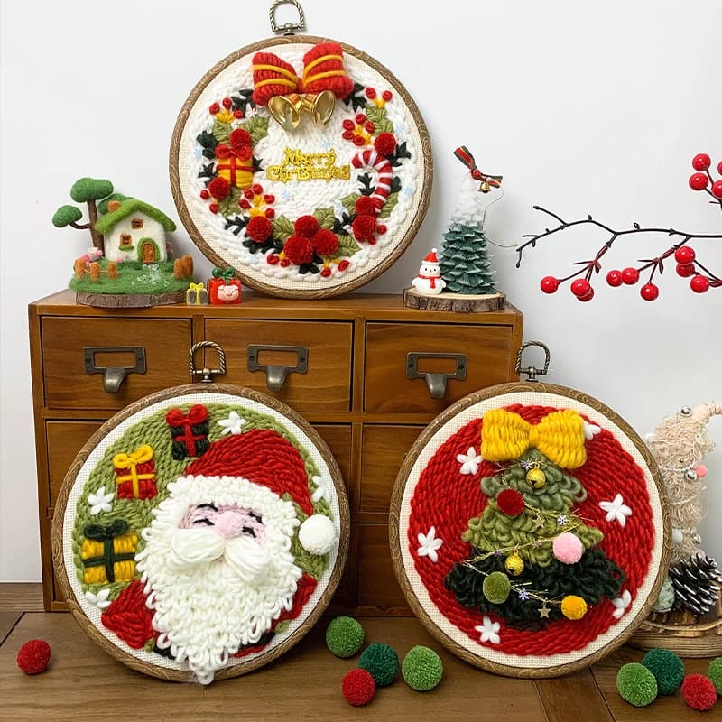 Christmas 3D Embroidery Punch Needle For Starter Diy Knitting And Needlecraft Sewing Cross Stitch Kit DIY Handmade Crafts Gift