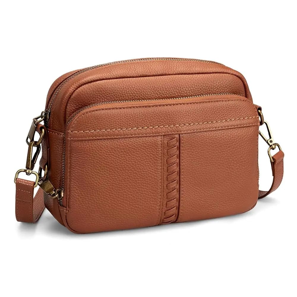 Borsa a Tracolla in Vera Pelle per Donne, Borsetta Antifurto con Portafoglio RFID Integrato