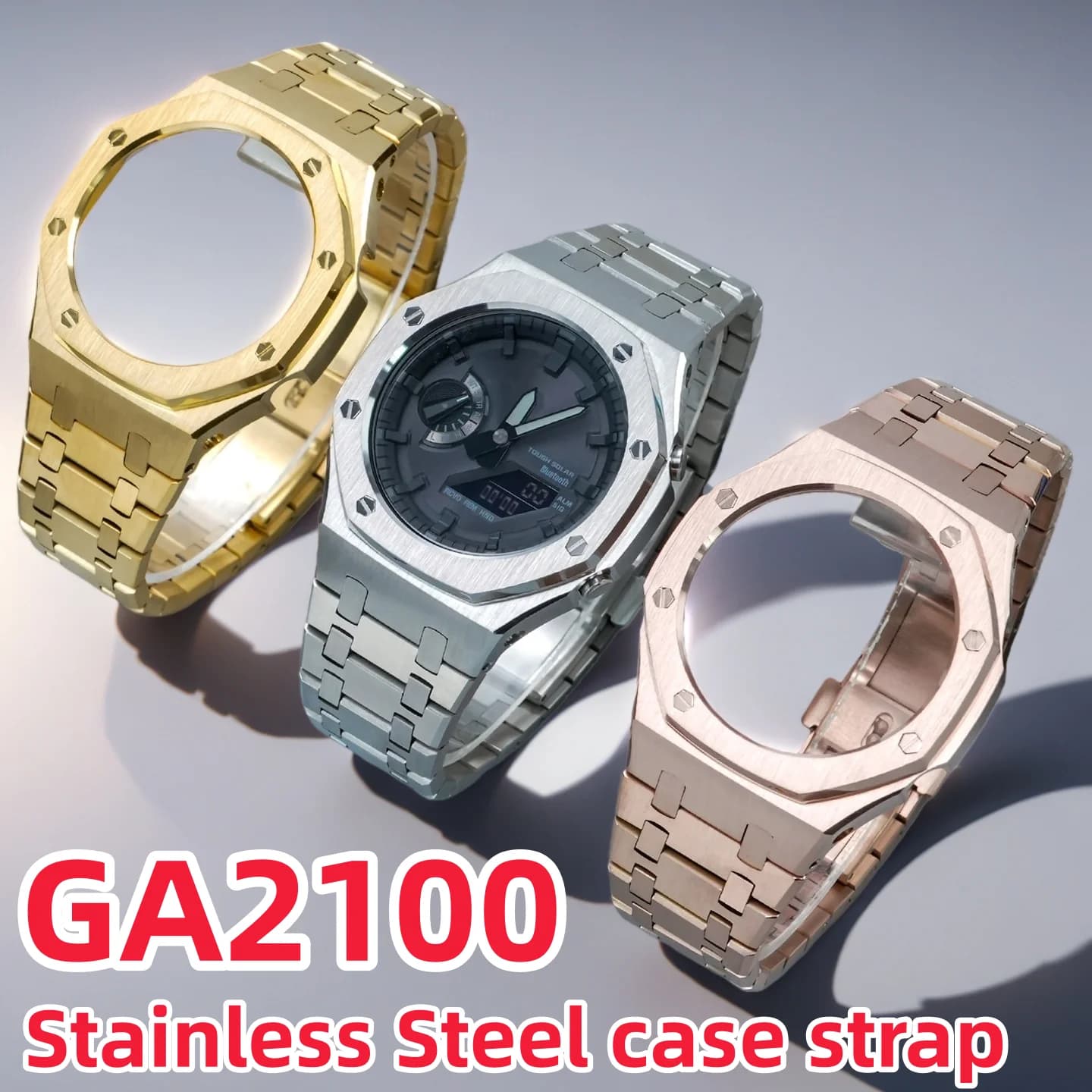 Cassa e cinturino in acciaio inossidabile per Casio G-SHOCK GA2100 GA2110 GA-B2100, modifica Farm Oak GA-2100, lunetta e cinturino in metallo da uomo