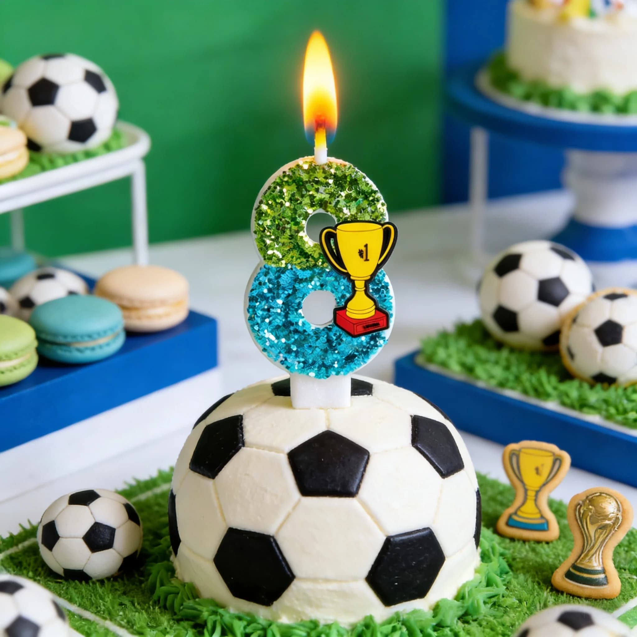 Soccer Theme Candle, Soccer Ball Shape Candle with Number for Birthday Cake Decoration for Boys
