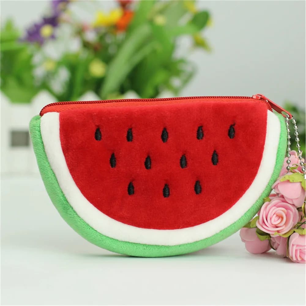 Portamonete carino anguria per bambini da donna, portamonete in peluche con cerniera, portamonete, portachiavi, portafoglio per frutta, borsa per penne per studenti