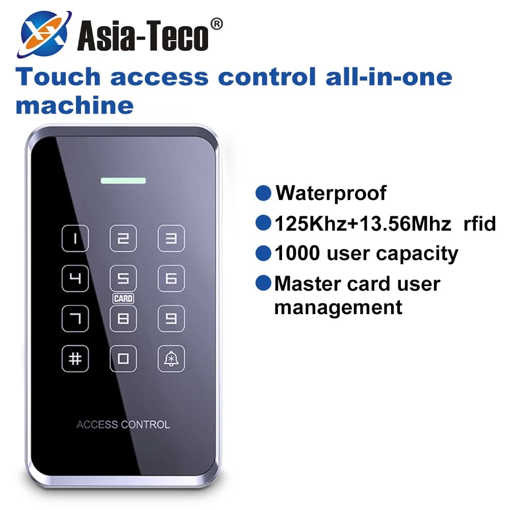 1000 utenti NFC Tastiera di controllo accessi Touch screen retroilluminato impermeabile 125Khz + 13.56Mhz RFID Scheda di prossimità Password Sblocco Lettore