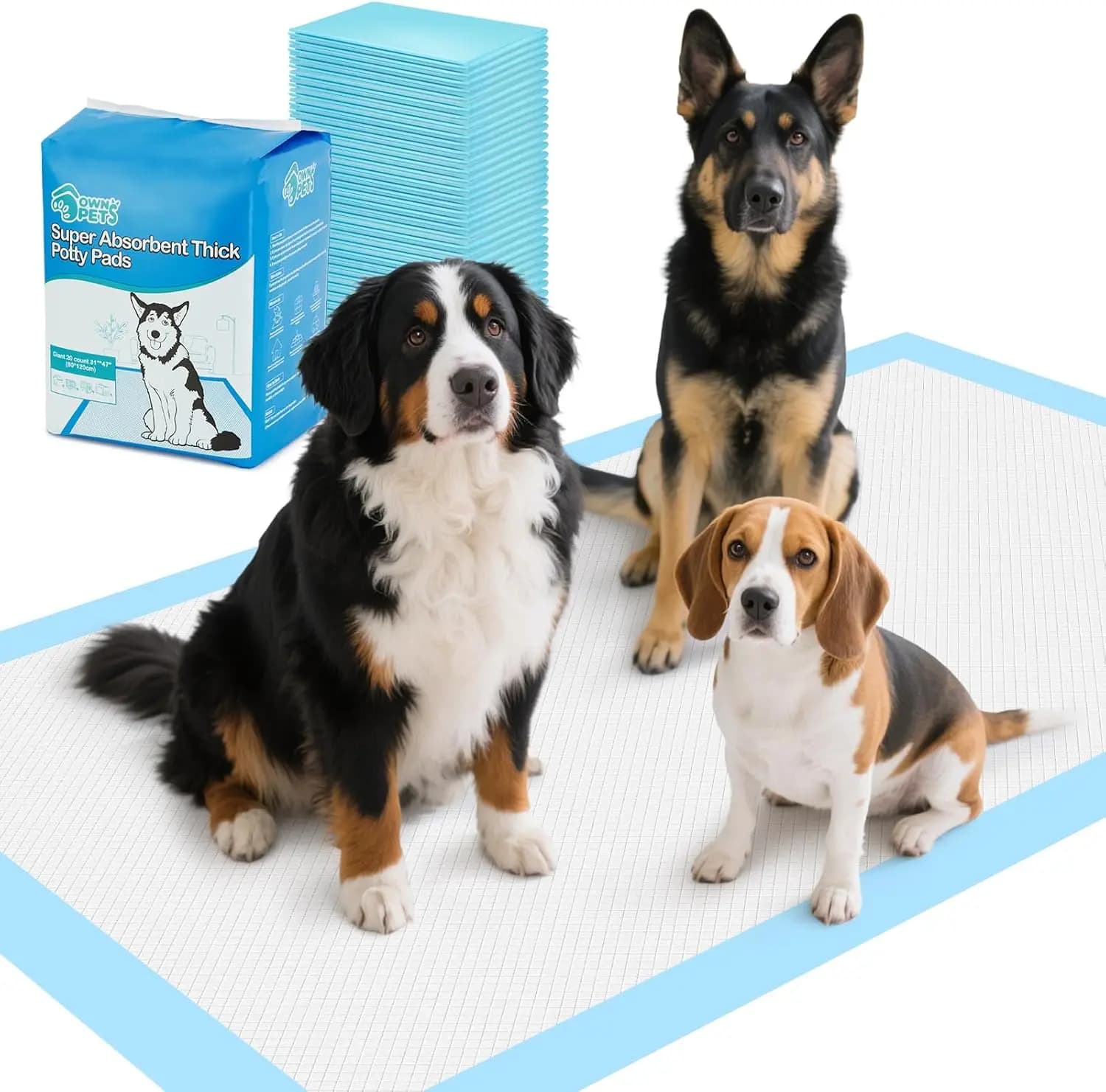 Tappetini Assorbenti Extra Large 47x31 Pollici per Addestramento Cuccioli, Confezione da 40, Impermeabili e ad Asciugatura Rapida per Cani, Gatti e Conigli