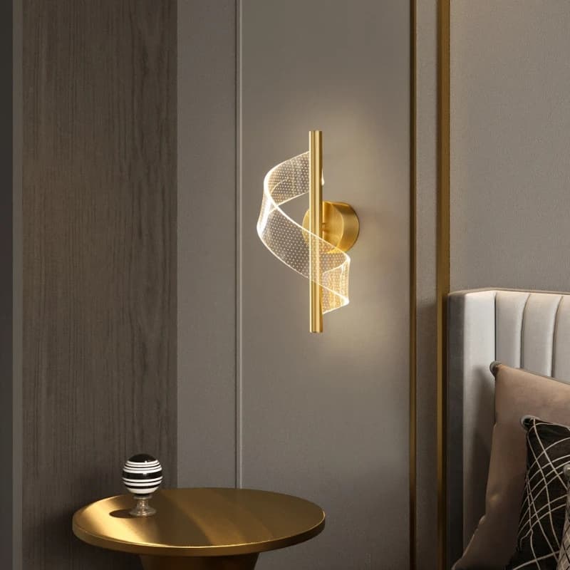 Strisce a spirale di lusso Acrilico Lustre Lampade da parete a LED Illuminazione interna Camera da letto Comodino Corridoio Parlor Sfondo Applique da parete nordiche