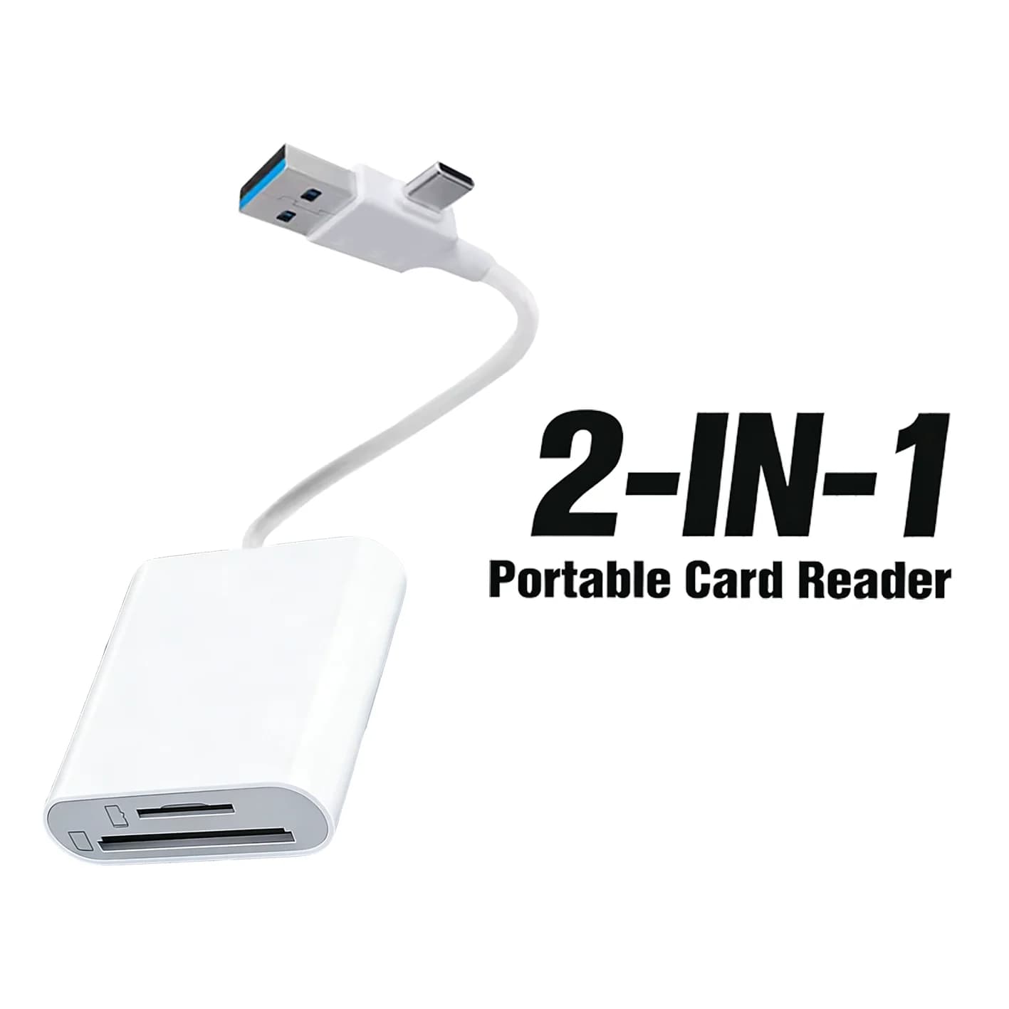 Adattatore lettore di schede SD/TF 2-IN-2 USB A/C a SD/TF, compatibile con iPhone 16 15, iPad 10, PC, Laptop, Samsung, Xiaomi, per Type-C