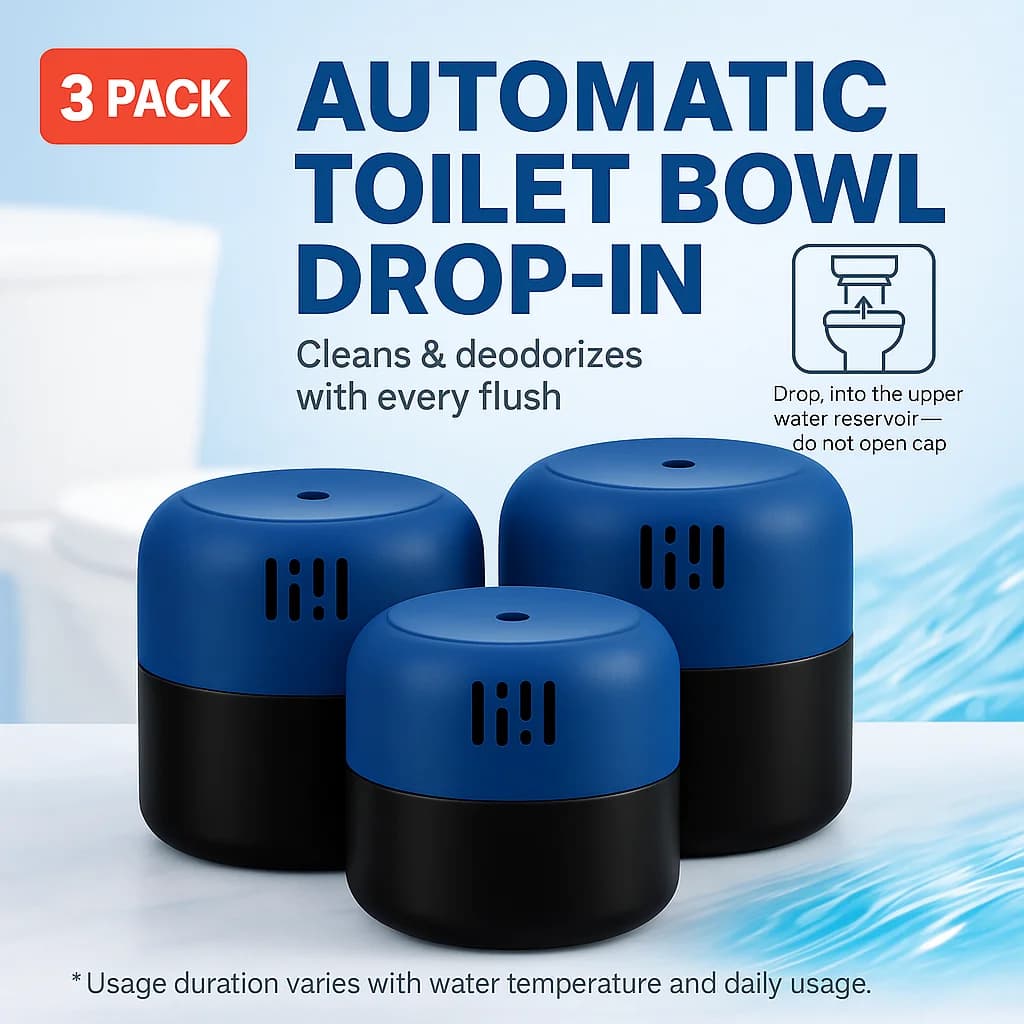 Confezione da 3 vasche per WC automatiche a goccia, di lunga durata fino a 600 sciacquoni, puliscono e deodoranti, facili da usare, 150 g ciascuno