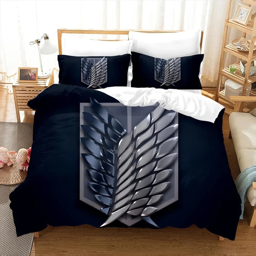 Attack On Titan Bed linen set for anime cartoons Bedroom decoration for boys Kids Gift for Kids Single Size