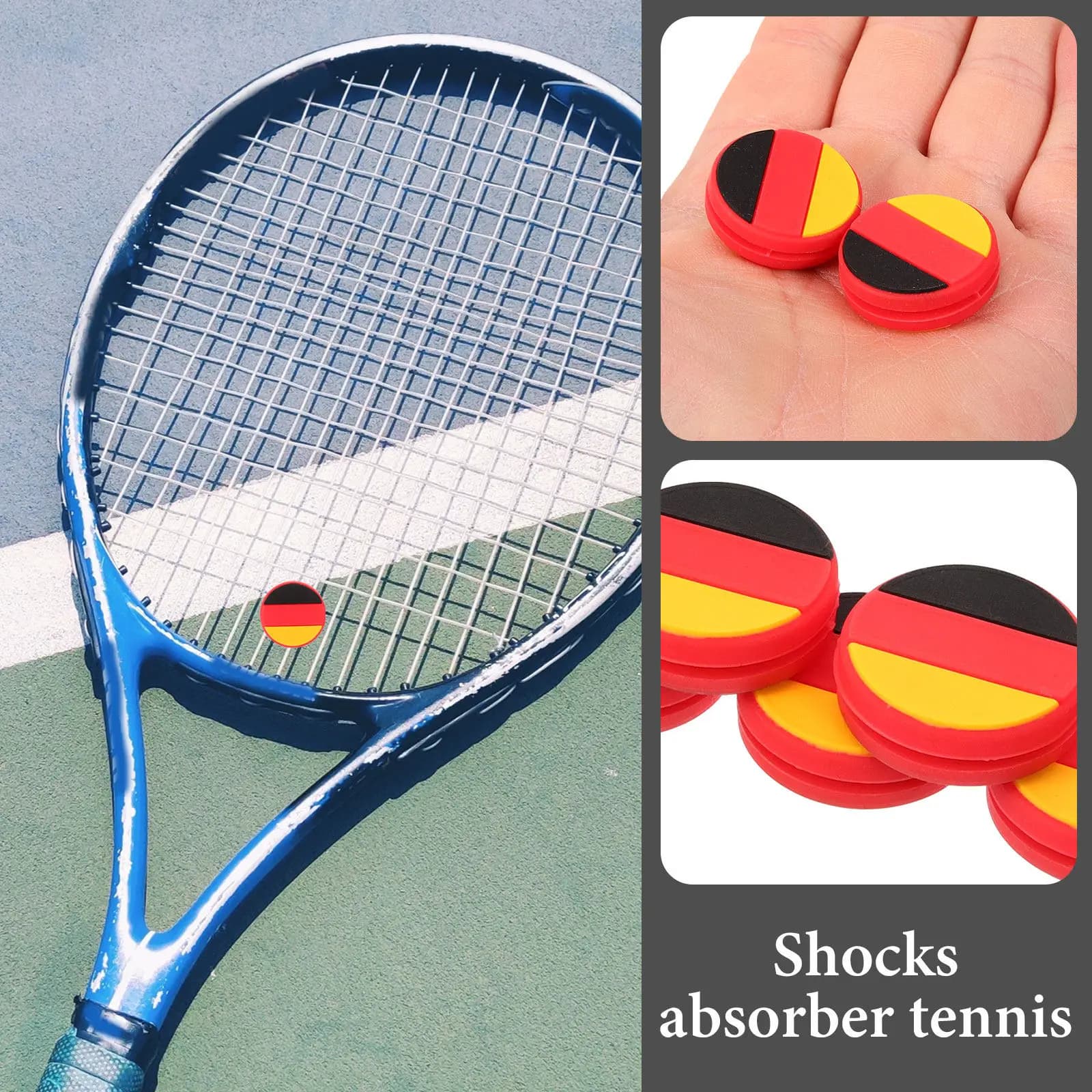 5Pcs Silicone Tennis Dampeners Racket Vibration Dampener Shock Absorber Lightweight Easy Install National Flag Design Gift