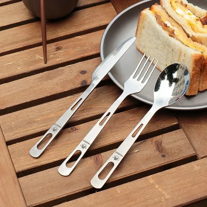HWZBBEN Titanium Fork Spoon Knife Set Outdoor Picnic stoviglie forniture da campeggio stoviglie ultraleggere portatili utensili da cucina