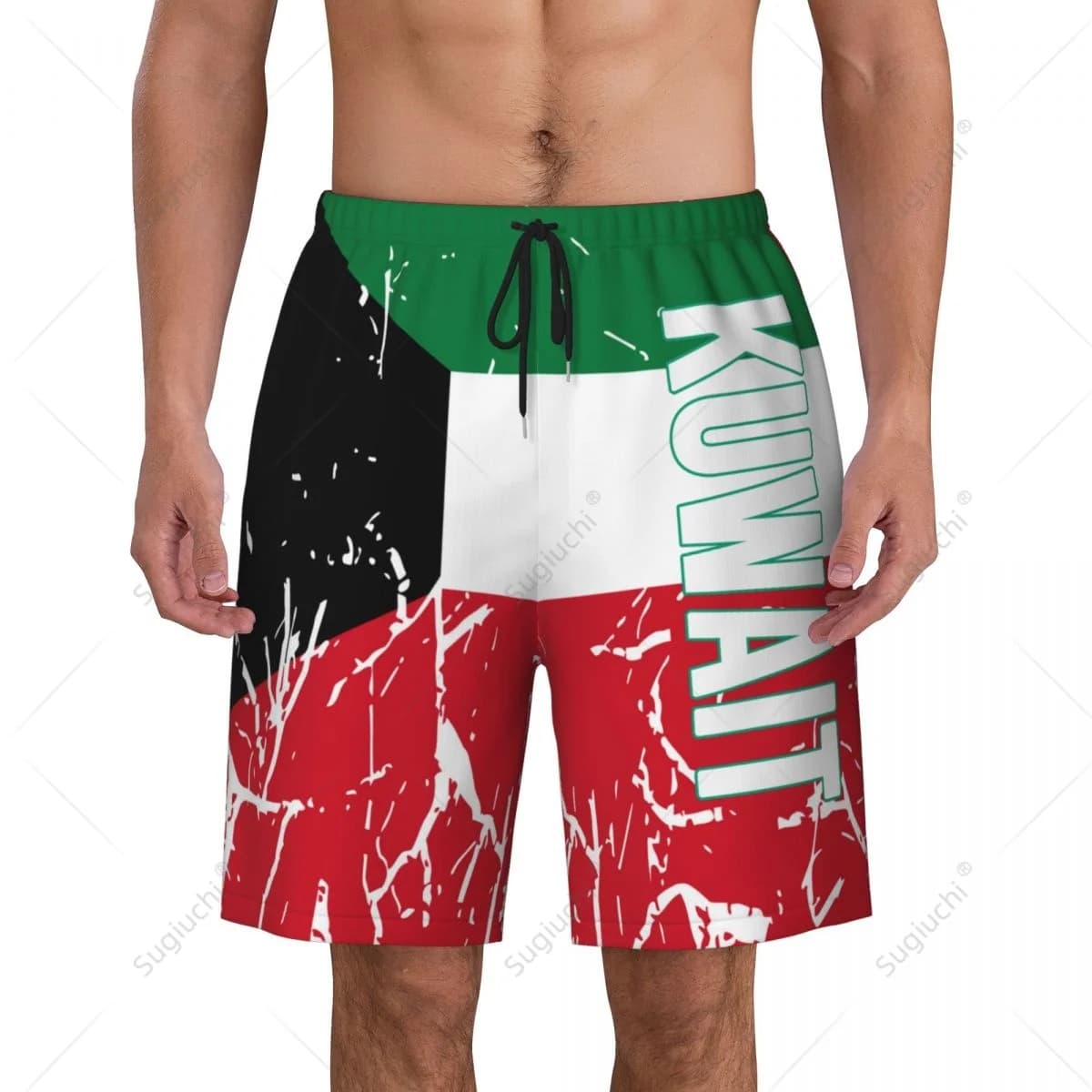 Men's Kuwait Flag Beach Pants Board Shorts Surfing Boys Soccer Cycling Swimwear Running Polyester