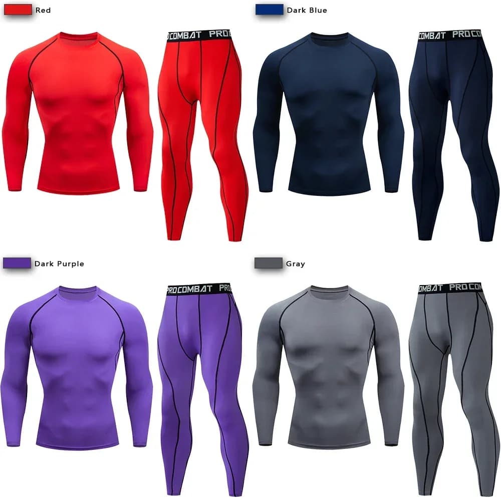 2 pieces men's sports compression suit training elastic yoga set jogging fitness clothing sports pants