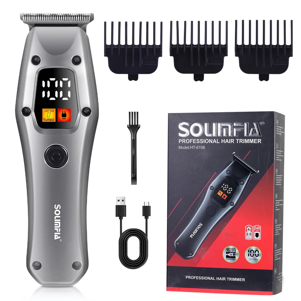 Solimpia Electric Hair Clipper Barber Shop Oil Head Display Digital Trimmer Professional Hairdressing Scissors