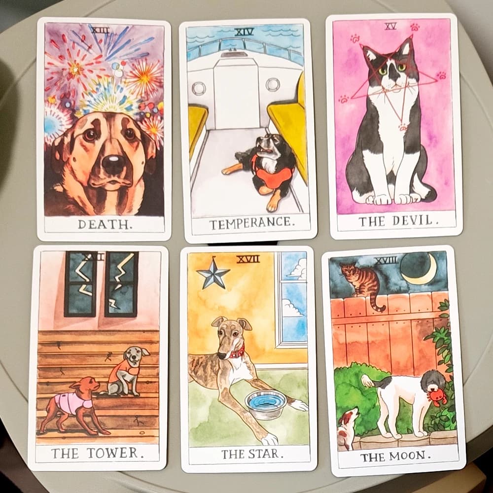 78 carte basate sul sistema Rider Waite Simpatiche illustrazioni ad acquerello canino - Mazzo di tarocchi per cani regalo unico per amanti dei cani 10,3 * 6 cm