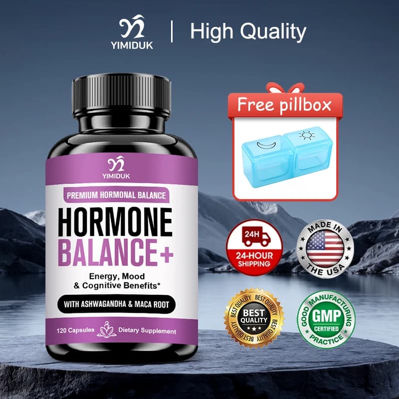 Adaptogen Herbal Complex Hormone Balance Supplement, with vitamin B6, to reduce PMS, symptoms and metabolism of menopause, vegan