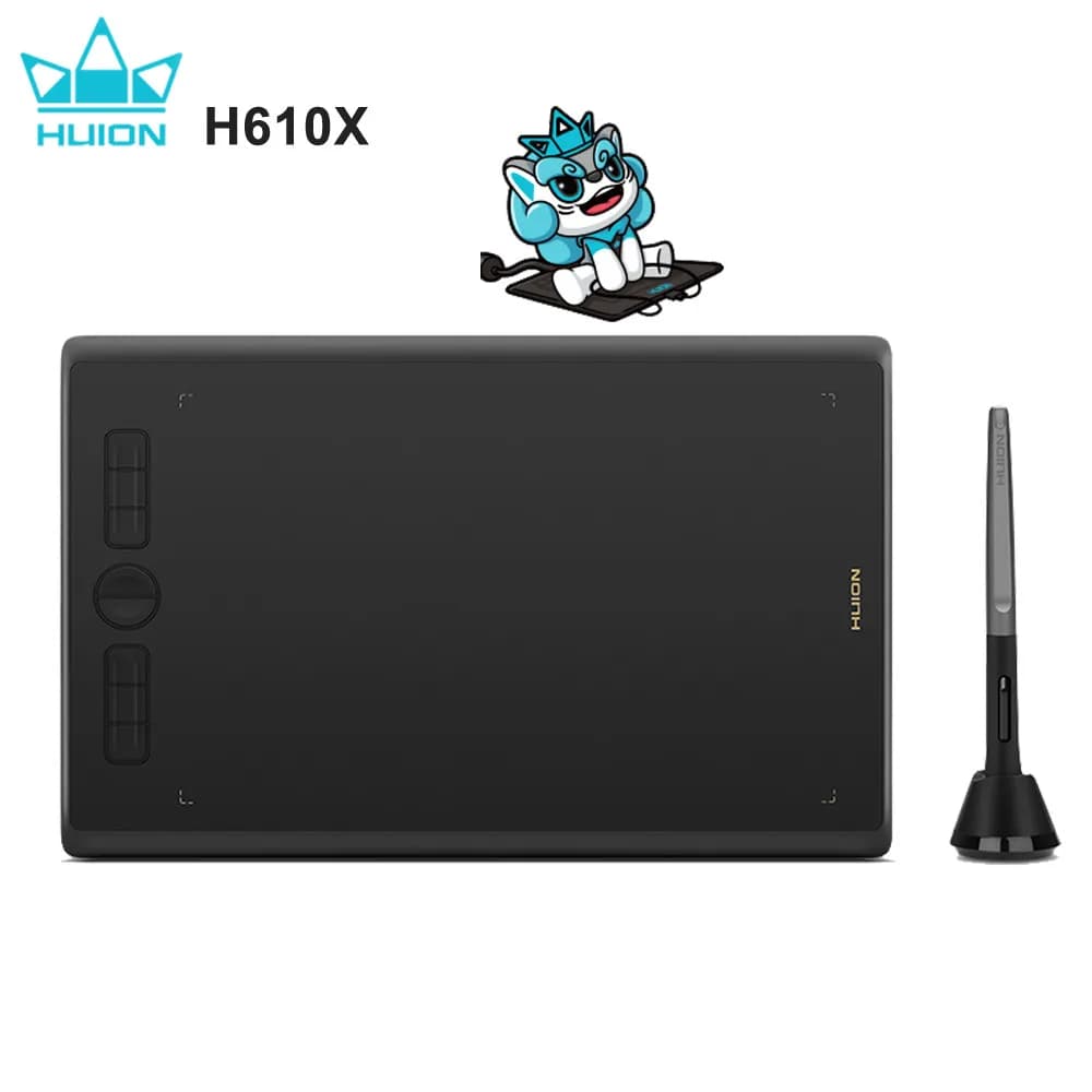 Tavolette grafiche HUION Inspiroy H610X Tavolette grafiche da 10x6,25 pollici Tavolette grafiche digitali per graffiti Pannello di medie dimensioni a 8192 livelli