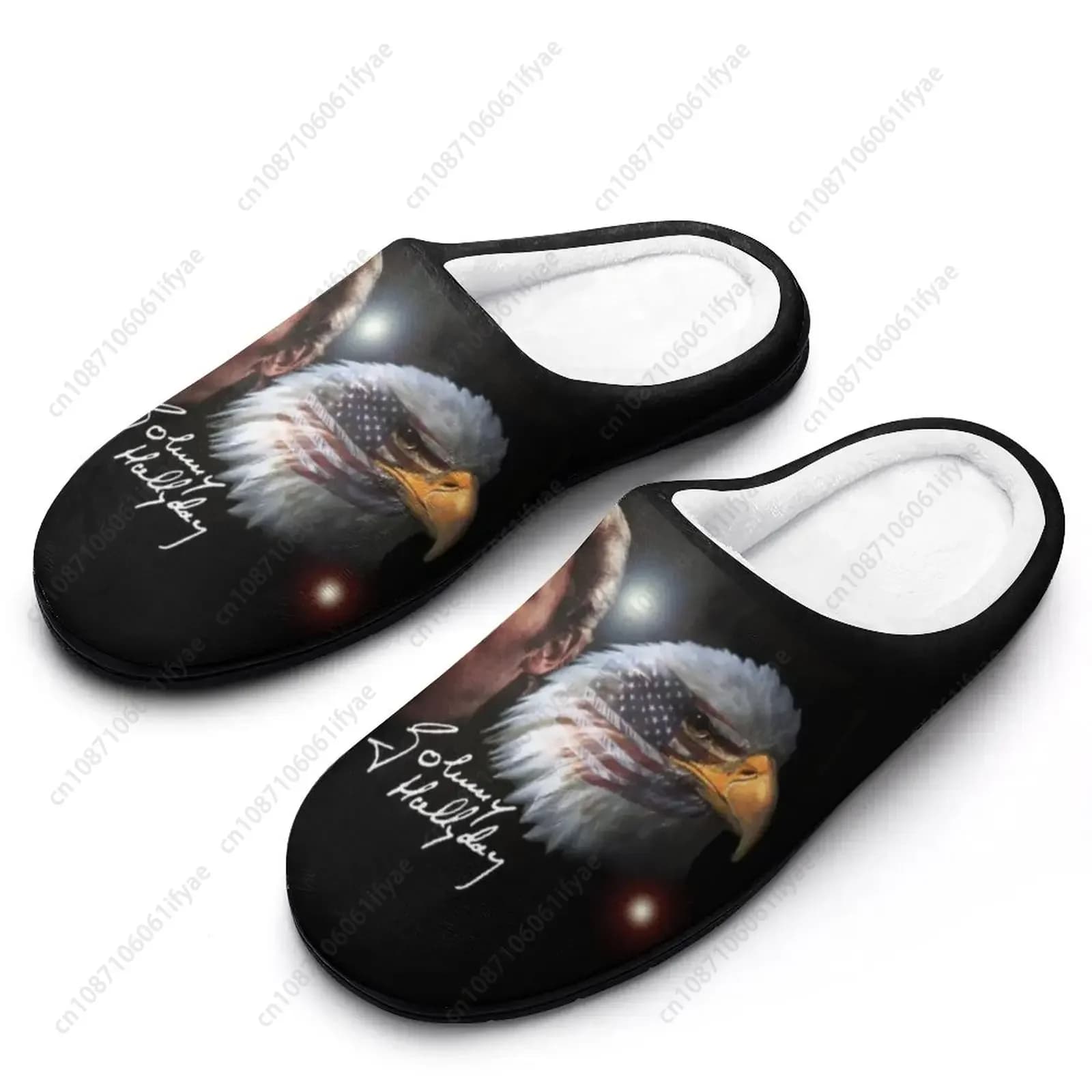 Johnny Hallyday (6) Hot Winter Slippers for men and women, in cotton, non-slip, for the house, flat model, moccasin style, anime slippers.