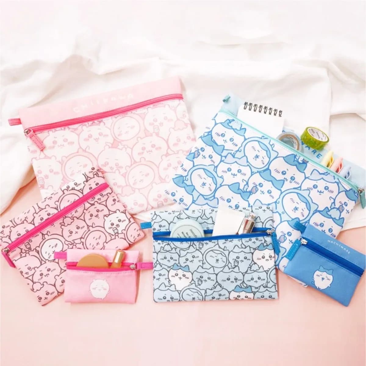 Set di 3 Astucci con Cerniera Chiikawa Usagi Hachiware, Portamatite, Borsa per il Trucco, Regali Kawaii Anime per le Vacanze
