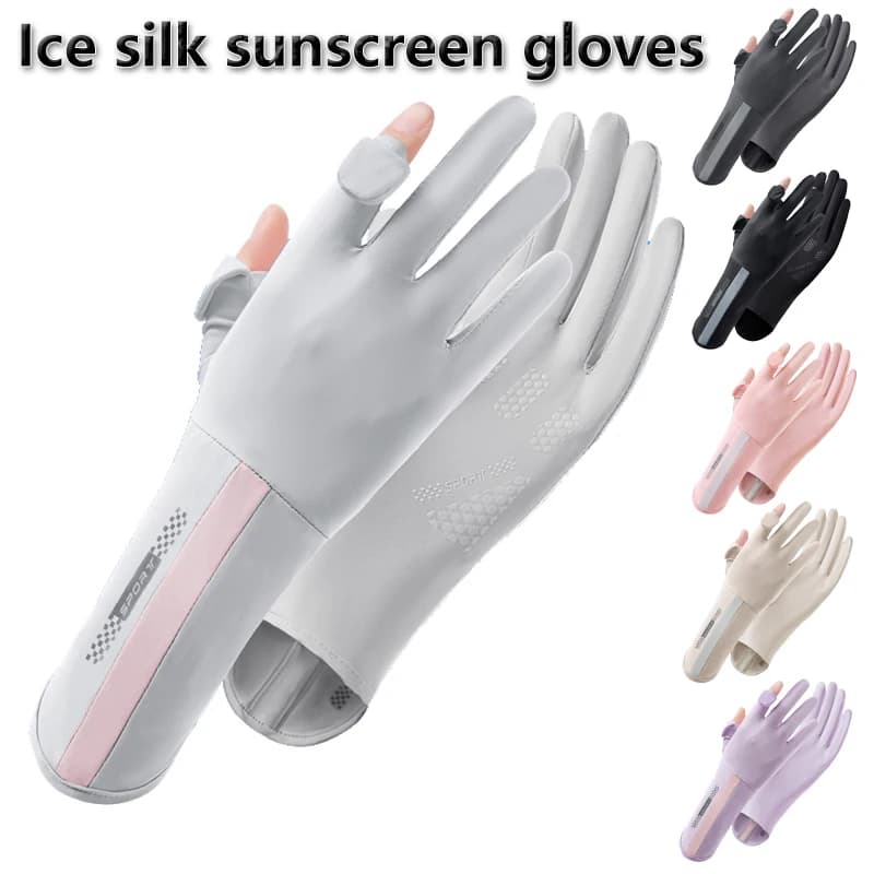 Guanti Estivi in Seta Ghiacciata per Donna, Antiscivolo, Touch Screen, Protezione UV, per Guida, Ciclismo, Moto, Guanti Lunghi