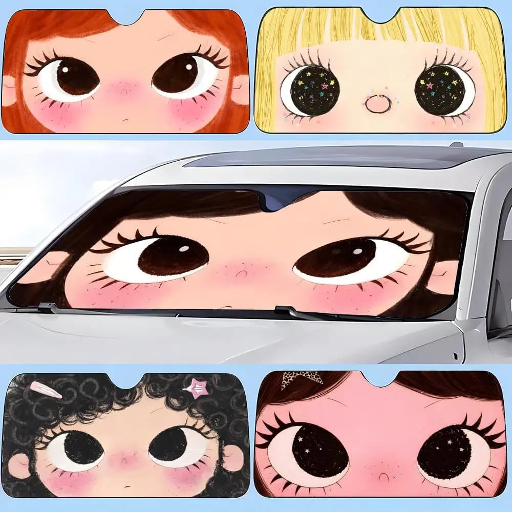 Parasole per auto Xiaoman con occhi a stella per bambina, parasole per parabrezza, protezione solare, regali originali per auto.