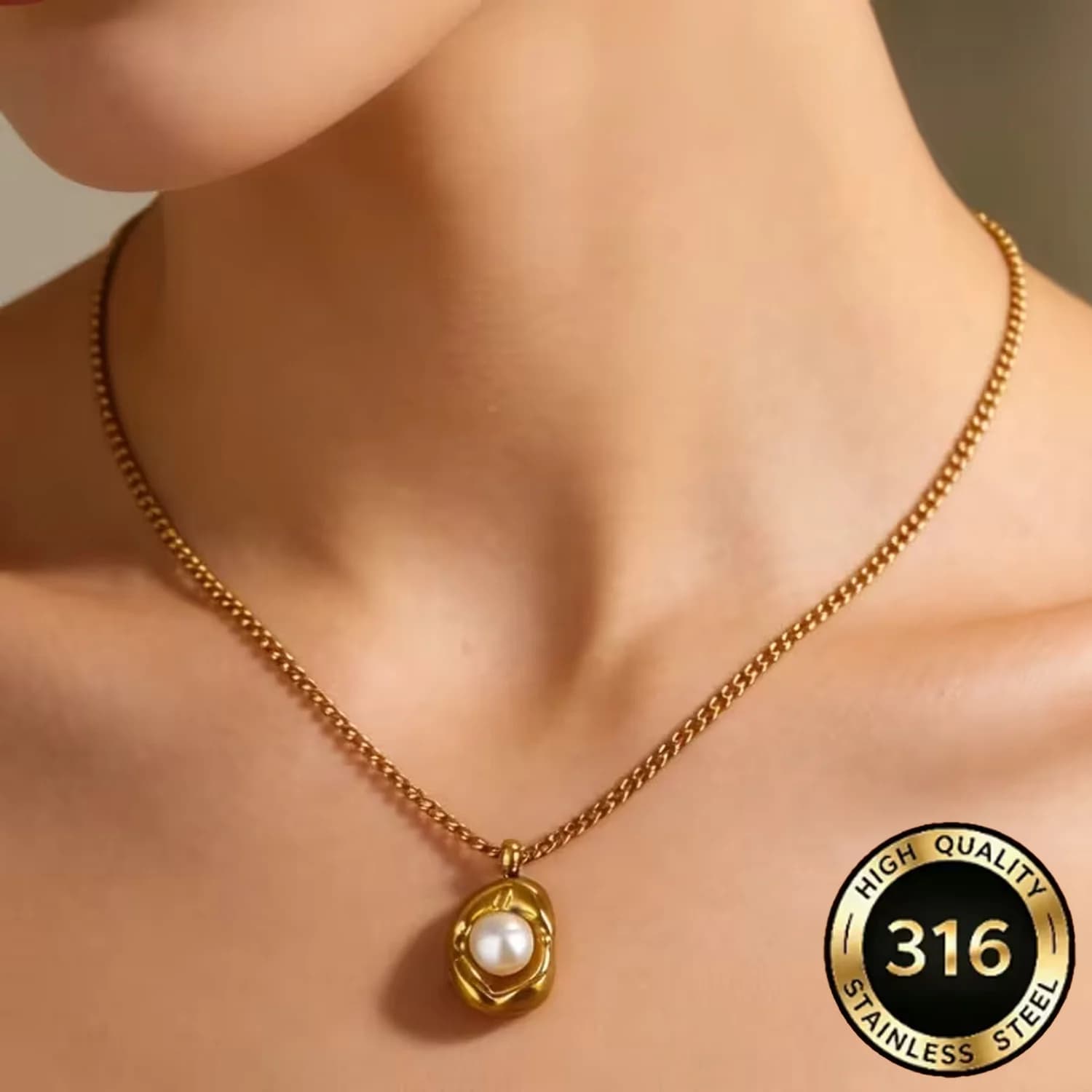 Fashionable and Elegant Geometric Stainless Steel Pendant Necklace for Women, Everyday Wear Jewelry, Unique Punk Accessory