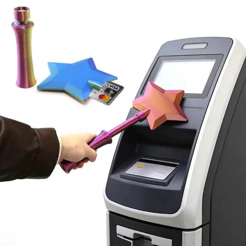 1 Pezzo Portacarte di Credito da 36,8 cm, Carino e alla Moda, Creativo con Stampa 3D, Leggero e Portatile, a Forma di Bacchetta Magica a Stella per Pagamenti Contactless