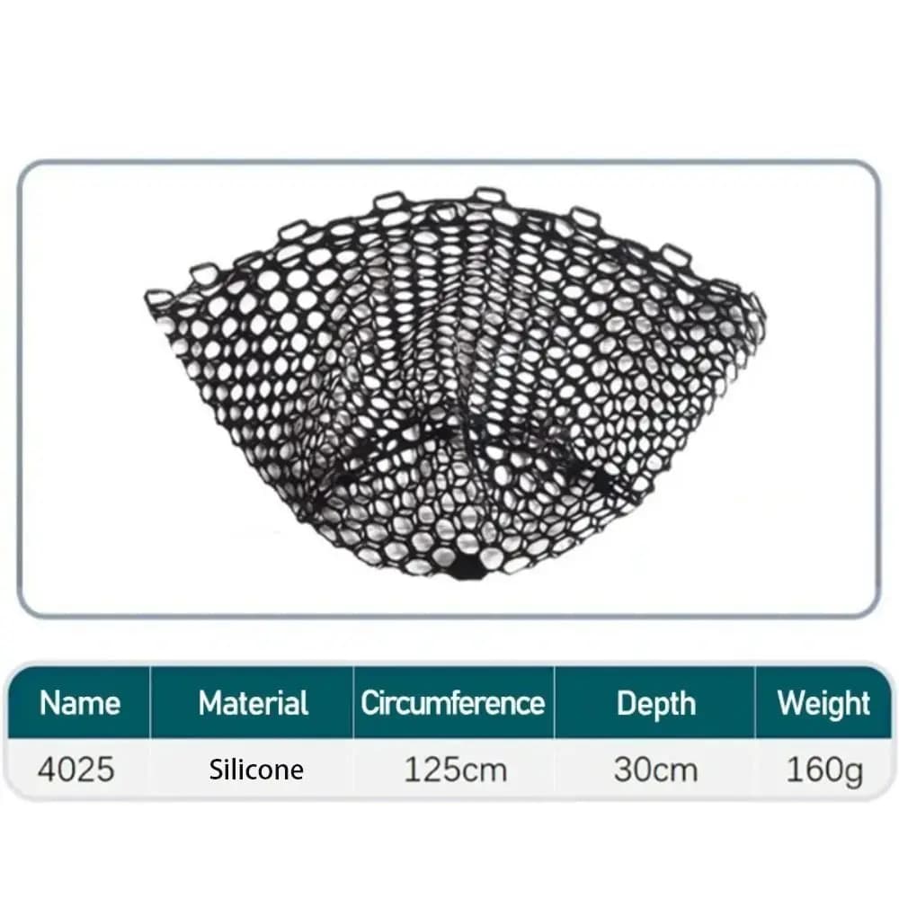 Rete da Pesca in Silicone Resistente, Rete a Maglie, Guadino Pieghevole, Accessorio per la Pesca a Mosca, Borsa per il Trasporto del Pesce
