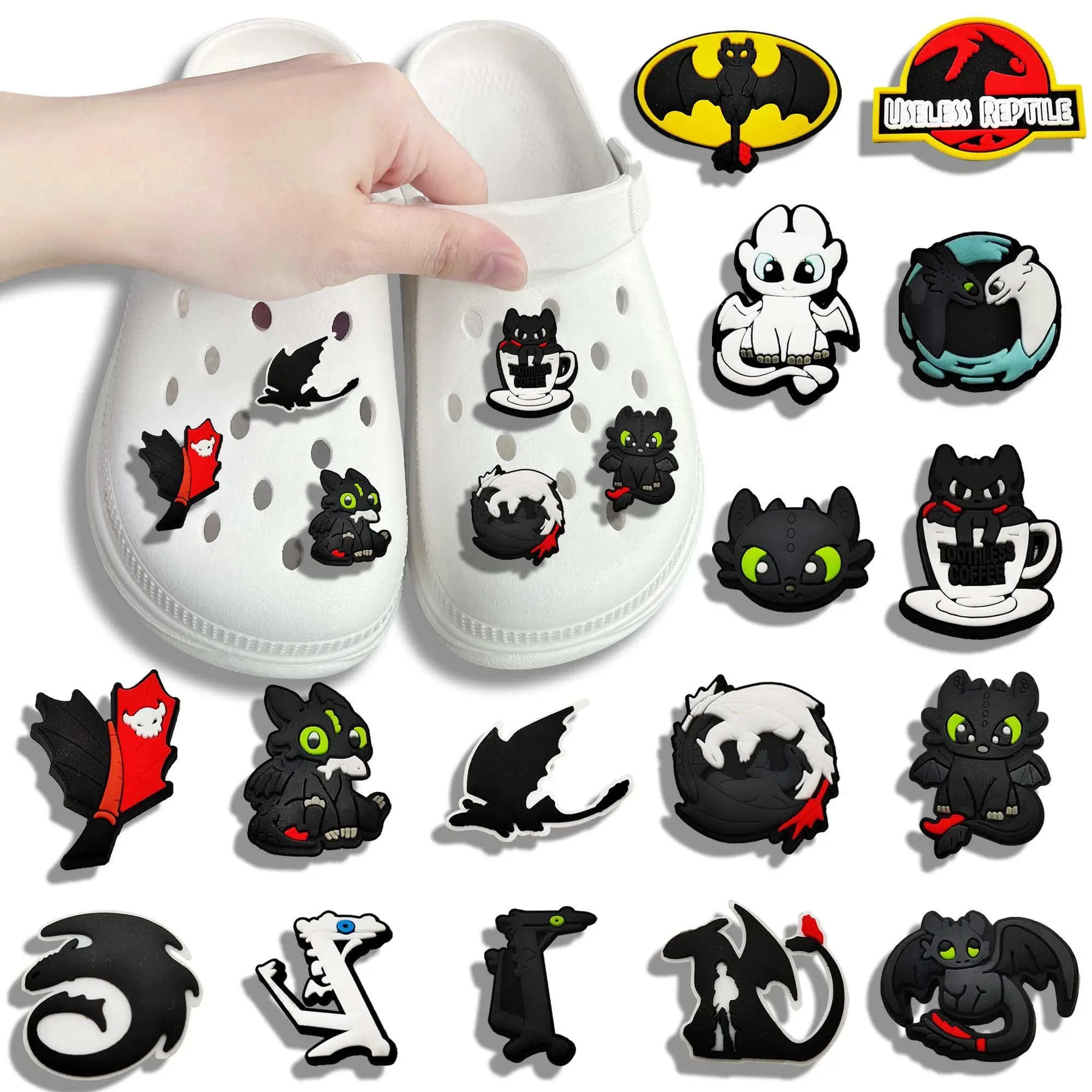 5-10pcs Cartoon Toothless Baby Clog Accessories Decorative DIY Parts Detachable Shoe Top Fun Novel Decorations