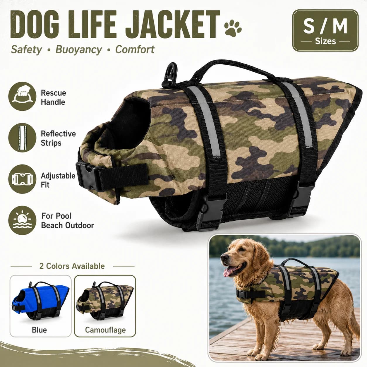 Pet Life Jacket Dog Swimming Vest Adjustable Buoyancy Float Coat Reflective Safety Vest Rescue Handle For Pool Beach Use