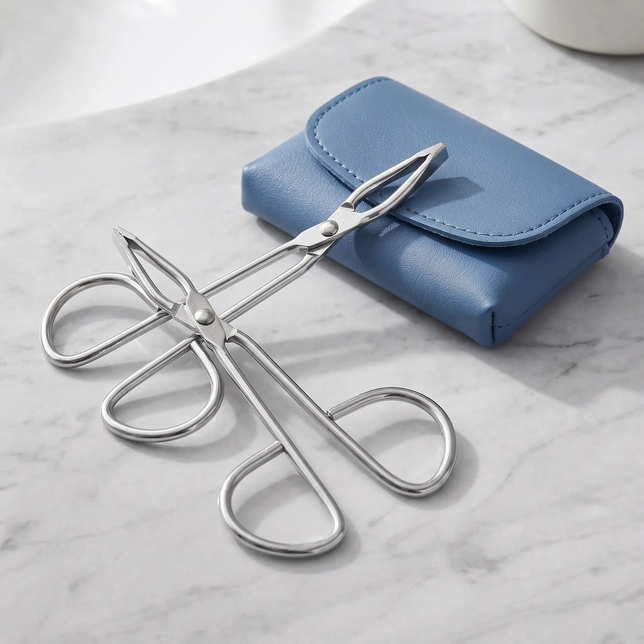 2Pcs Stainless Steel Eyebrow Tweezers Scissor Handle Slanted Tip Ergonomic Grip for Eyebrow Shaping Lash Application Beauty
