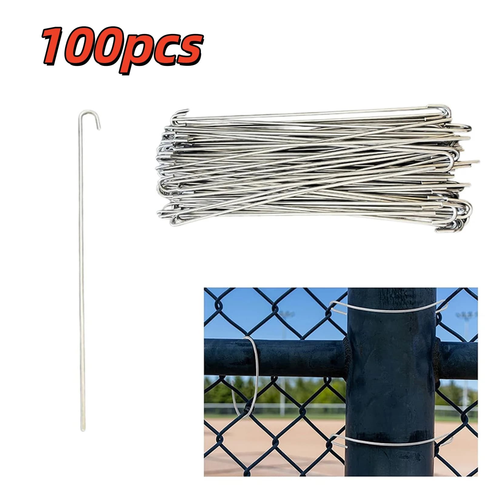 100pcs Stainless Steel Chain Fence Cable Ties Multi-purpose Chain Fence Ties Heavy Duty for Securing Chain Fences and Buildings