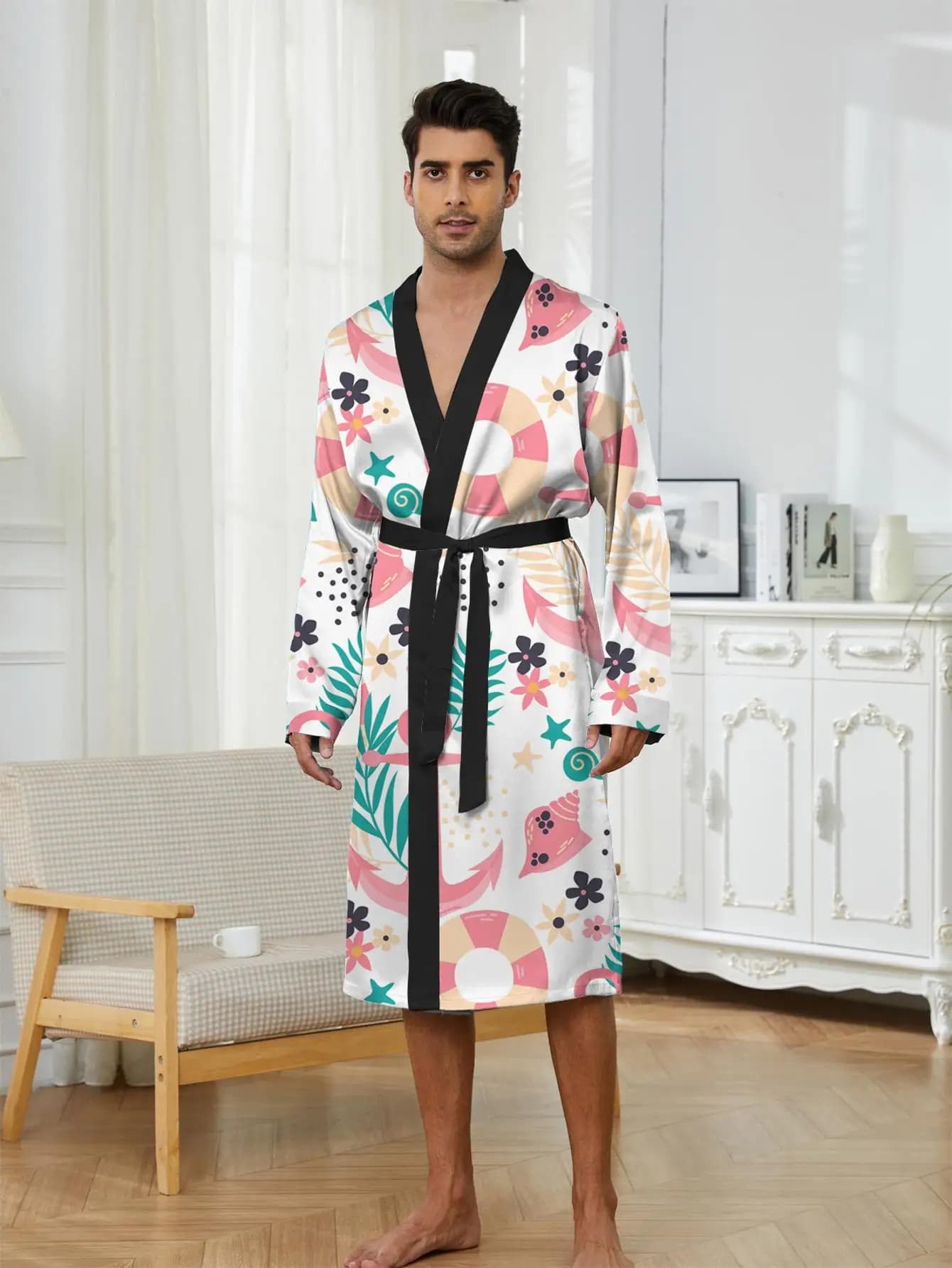 1pcs Men's Robes 2026 Spring/Summer bath robe sleepwear Men's bathrobe Breathable Bathrobe Funny pajamas Graphic 3D Printed