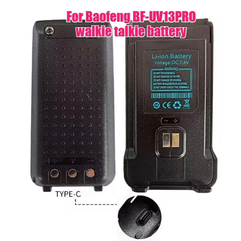2PCS 7.4V BAOFENG BF-UV13 PRO Walkie Talkie Batteria ricaricabile per UV8R Supporto TYPE-C Caricatore