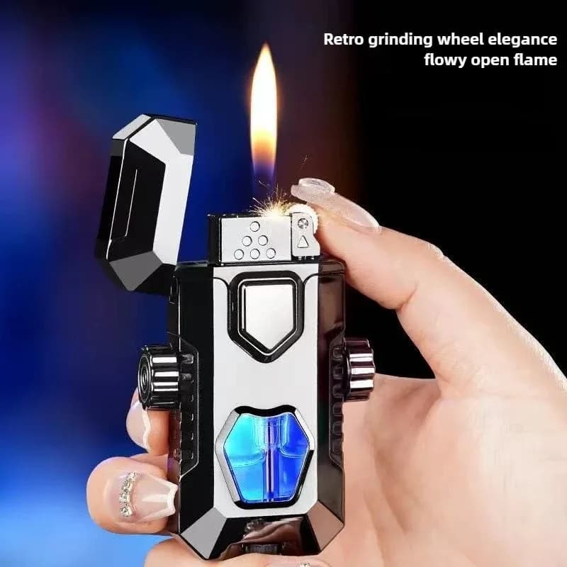 Dual Flames Fidget Spinner Metallo Antivento Accendino per sigari Jet Torch Gas Accendini insoliti Accessorio per fumatori Gadget butano per uomo