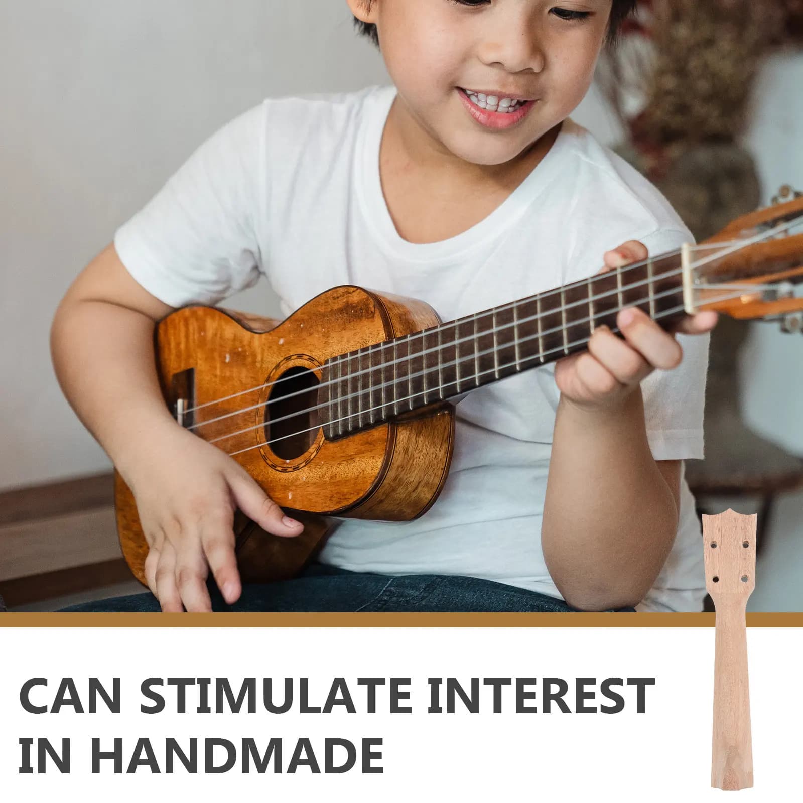 Manico per Ukulele da Concerto in Legno Grezzo Fai-da-te, Parti Non Finite per Strumenti Musicali Fatti a Mano, Forniture per Ukulele, Parti Non Finite per la Testa dell'Ukulele