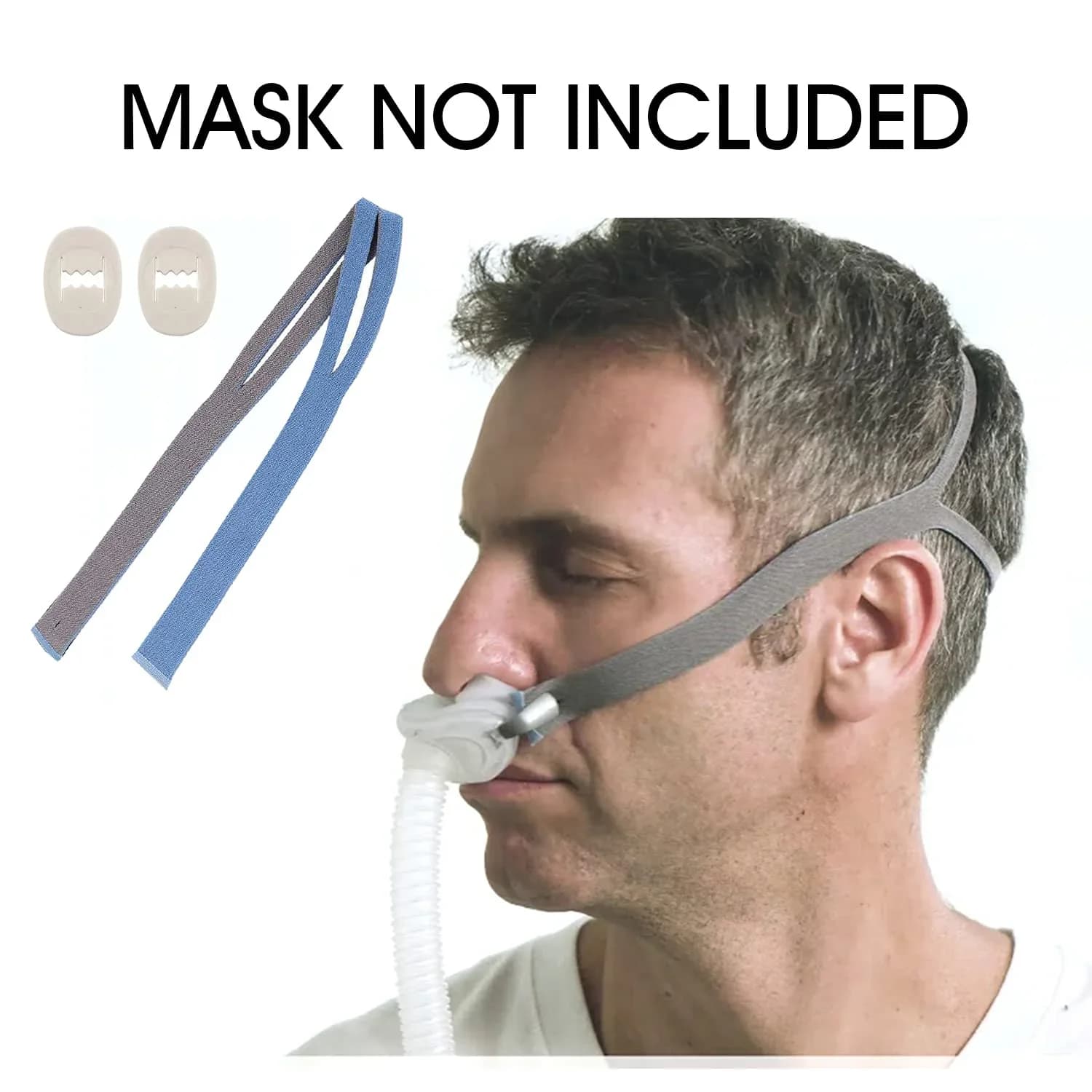 Replacement strap for CPAP mask cover for nasal cushion ResMed AirFit P10, breathing machine (1 pack) includes 2 adjustment clips