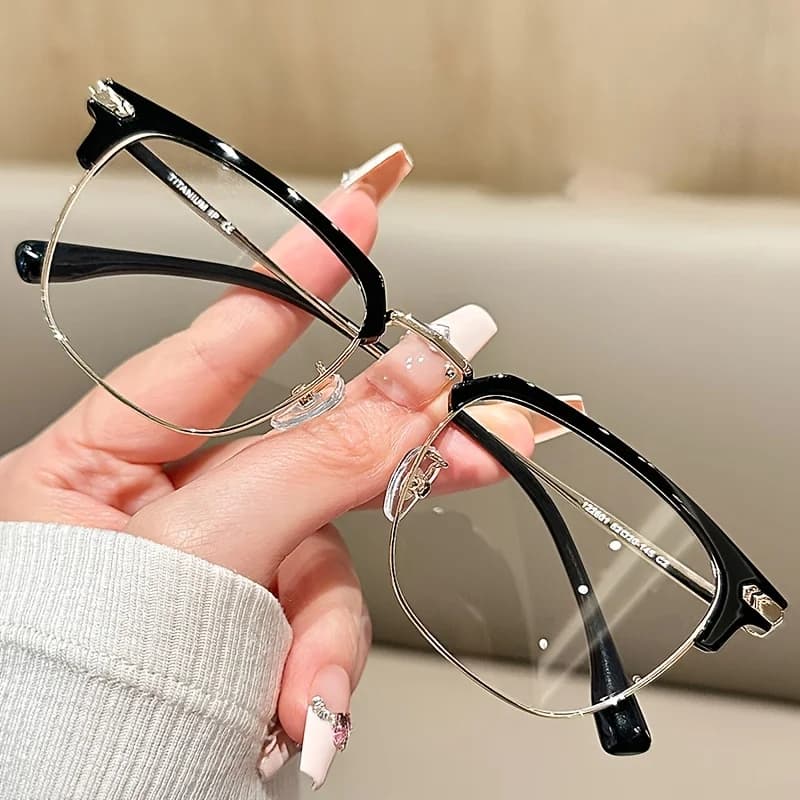 New 1PC high-end literary and retro half-frame men's glasses, light and comfortable, the same glasses for business men and women