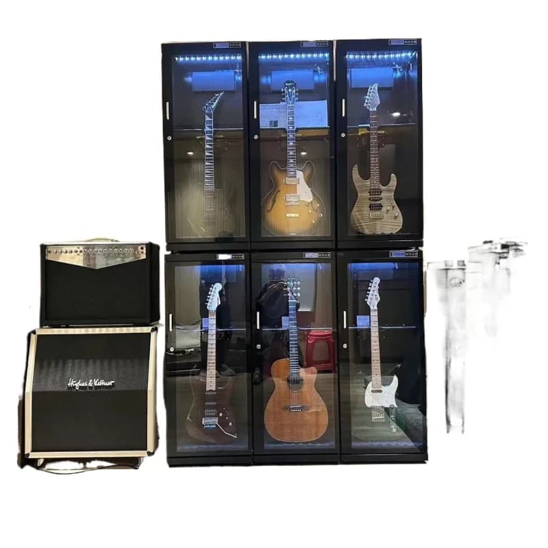 Umidificatore e deumidificatore per basso per violoncello Vetrina in vetro su un solo lato con luce a cinque colori a due vie