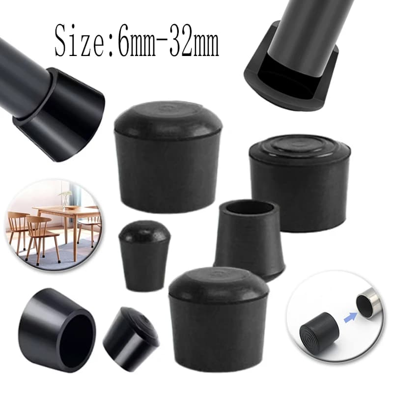 Tappetino per gamba per sedia in gomma rotonda 6/7.5/9/10/12-32mm Gamba per mobili Tappo per tavolo Tappo di protezione per pavimento antiscivolo silenzioso in PVC Coprigambe