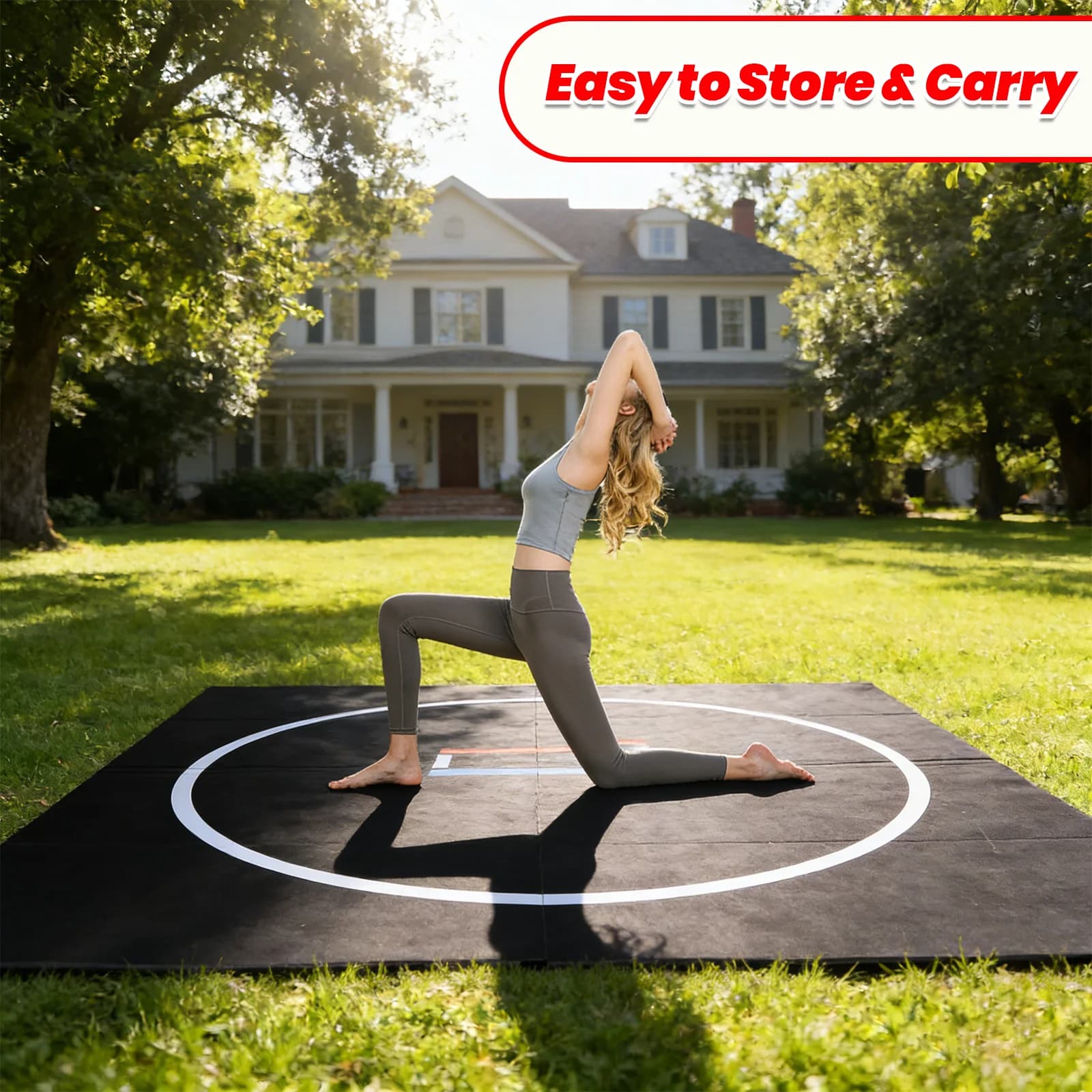 Tappetino Portatile 10x10/6.6x10ft per Wrestling e Yoga, Design Arrotolabile, Tappetino per Softball, Spessore 1.18in, Pieghevole per Uso Interno ed Esterno