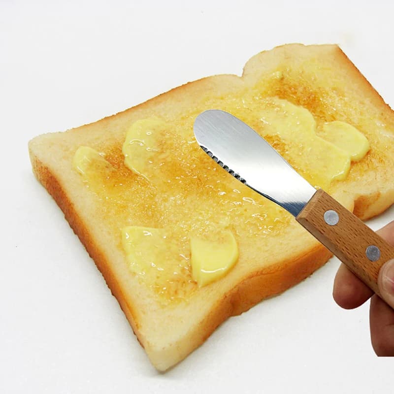 Kitchen Wooden Handle Stainless Steel Jam Toast Cheese Spatula Sandwich Spreader 1 Butter Spreader