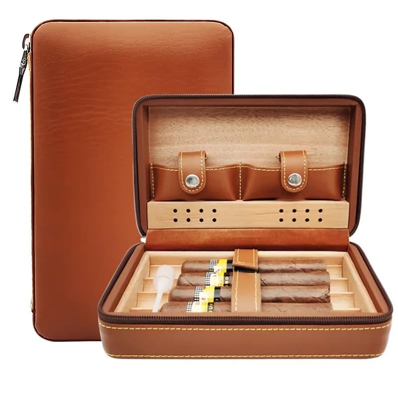 Custodia per umidificatore per sigari in legno in pelle custodia per umidificatore per sigari custodia per scatola idratante per umidificatore custodia per sigari da viaggio per sigari di tabacco